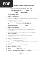 International Indian School, Riyadh: I. Fill in The Blanks