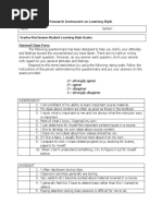 Research Instrument On Learning Styles Revised