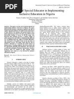 The Role of Special Educator in Implementing Inclusive Education in Nigeria