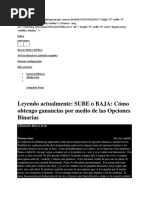 SUBE o BAJA - Cómo Obtengo Ganancias Por Medio de Las Opciones Binarias