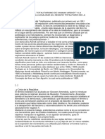 Los Orígenes Del Totalitarismo de Hannah Arendt y La Manipulación de La Legalidad Resumen