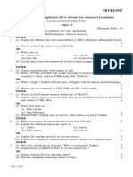 Master in Computer Application (MCA) (Second Year) Semester-I Examination Database Administration Paper-5 N.B.: - (1) All Questions Are Compulsory and Carry Equal Marks. Either