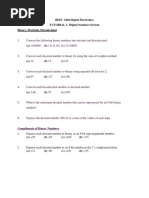 Tutorial 1 - Digital Number Systems - QUESTION