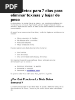 Dieta Detox para 7 Días para Eliminar Toxinas y Bajar de Peso