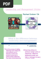 Leadership and Management Styles RGraham