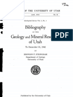 Utah Geology & Mineral Resources Bibliography To 1942