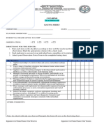 Cot-Rpms Teacher I-Iii Rating Sheet: The Teachers: 4 5 6 7 8 No