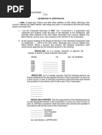 Secretary Certificate - Transfer of Shares