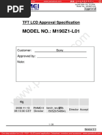 MODEL NO.: M190Z1-L01: TFT LCD Approval Specification