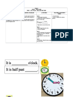 Year 3 Unit 1: Welcome Topic: Let'S Play - Tell Me The Time Content Standard Learning Standard Activities Teacher Assessment Rubic Task 1