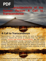 The Intersubjectivity of The Human Person A Call To Transcendence