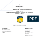 A Minor Project ON Comparative Study of Life Insurane Companies Submitted To Amity School of Insurance, Banking and Actuarial Science (Asibas)