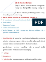 Unit 1: Psychotherapy: But The Current Definition of Psychotherapy Is Board - I.E