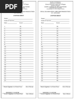 Answer Sheet Answer Sheet: Schools Division of The City of Ilagan Schools Division of The City of Ilagan