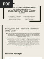 Financial Literacy and Management of Junior High School