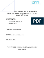 Aplicación de Espectrofotometría Como Método de Cuantificación de Biomoléculas