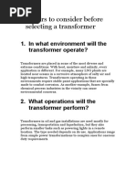 8 Factors To Consider Before Selecting A Transformer