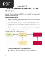 Chapter Two Master Budget and Responsibility Accounting What Is Budget?