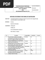 Method Statement For Fixing of Water Bars