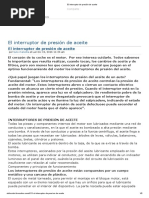 El Interruptor de Presión de Aceite - Funcionamiento Ejemplo STX