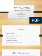 Rate Analysis: (Estimation Costing & Valuation)