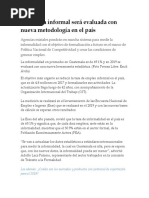 Economía Informal Será Evaluada Con Nueva Metodología en El País