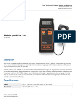 Especificaciones Luxometro HI - 97500