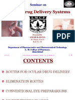 Ocular Drug Delivery Systems: Seminar On