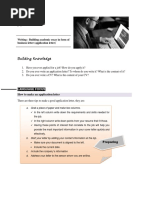 Building Knowledge: Writing: Building Academic Essay in Form of Business Letter (Application Letter)