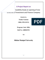 A Market Feasibility Study On Opening of New Branches of Investment and Finance Company