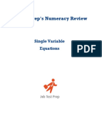 Jobtestprep'S Numeracy Review: Single Variable Equations