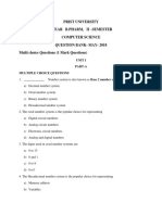 Prist University I Year B.Pharm, Ii - Semester Computer Science Question Bank-May - 2018 Multi Choice Questions (1 Mark Questions)