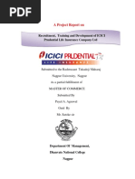 A Project Report On: Recruitment, Training and Development of ICICI Prudential Life Insurance Company LTD