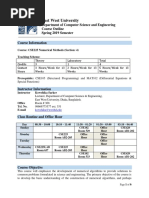 East West University: Department of Computer Science and Engineering Course Outline Spring 2019 Semester