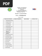 Grade 12-Humanities: P.T.A. Attendance