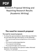 Research Proposal Writing and Reporting Research Results (Academic Writing)