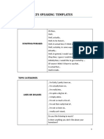 Ielts Speaking Templates: A. Part 1