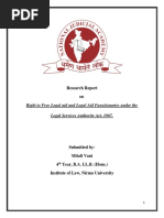 Research Report On: Right To Free Legal Aid and Legal Aid Functionaries Under The Legal Services Authority Act, 1987