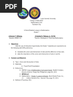 Lesson Plan Union and Intersection of Sets