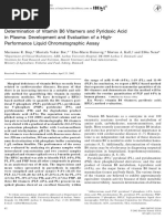 Determination of Vitamin B6 Vitamers and Pyridoxic Acid in Plasma: Development and Evaluation of A High-Performance Liquid Chromatographic Assay