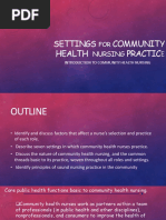 Introduction To Community Health Nursing SETTINGS