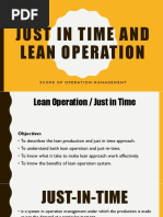 Just in Time and Lean Operation