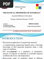 Mechanical Properties of Materials: Presentation ON