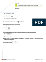 Ficha Repaso Tema 3 Ecuaciones Logarítmicas y Exponenciales 4º Eso