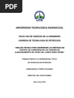 Universidad Tecnológica Equinoccial: Facultad de Ciencias de La Ingeniería Carrera de Tecnología de Petróleos