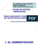 Habilidades y Conocimientos Del Gestor. Niveles Administrativos