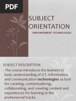 Subject Orientation: Empowerment Technologies