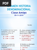 Examen Historia Denominacional