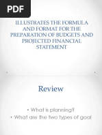 Illustrates The Formula and Format For The Preparation of Budgets and Projected Financial Statement