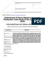 Determinant of Gross Margin in Vegetable Production - Case Study of Iwo Zone of Osun State